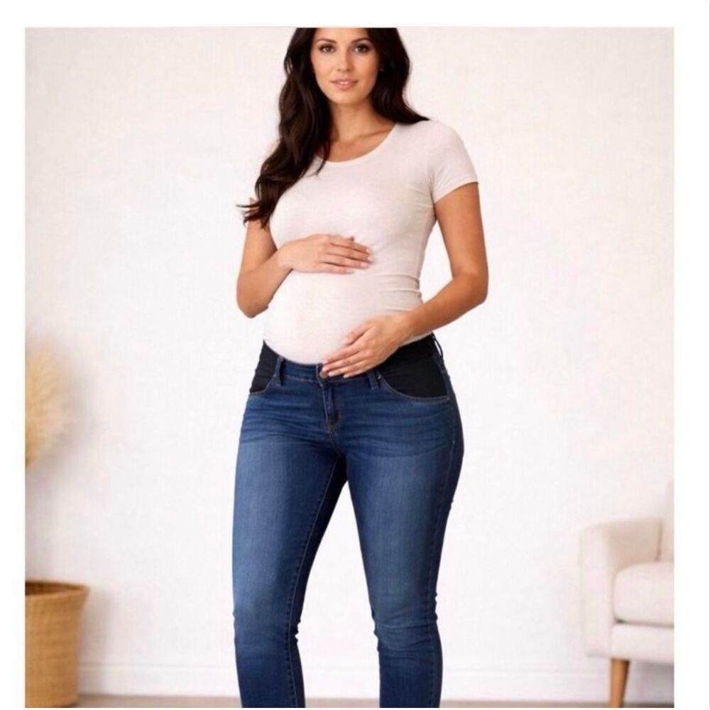 🌸 Ingrid and Isabel Dark Wash Skinny Bootcut Maternity Jeans Size 10 New